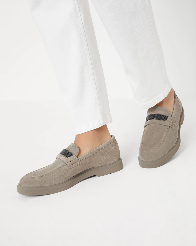 Brunello Cucinelli Penny Loafers ~ Light Grey