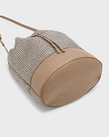 Brunello Cucinelli Bucket bag in Metallic Raffia and Leather ~ Brown