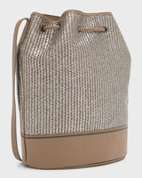 Brunello Cucinelli Bucket bag in Metallic Raffia and Leather ~ Brown