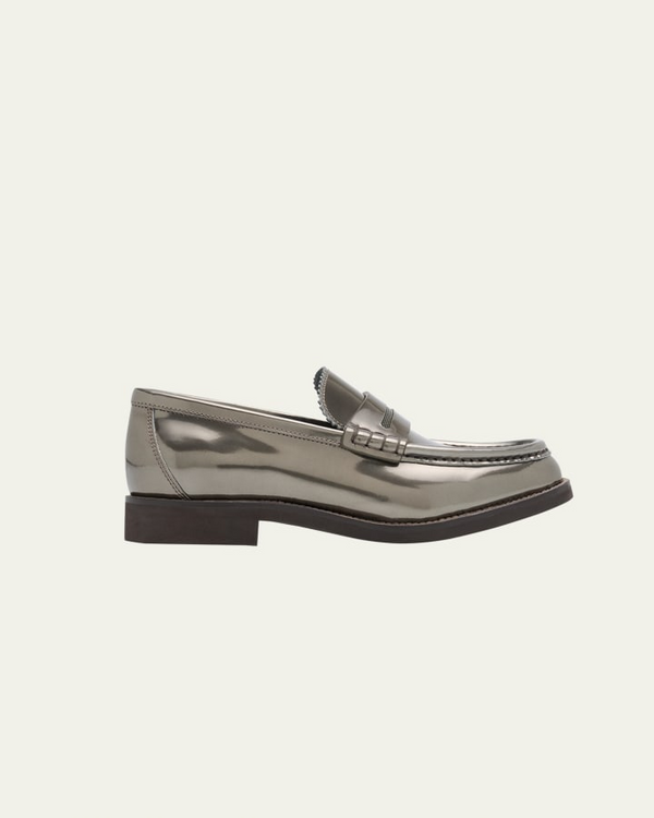 Brunello Cucinelli Metallic Penny Loafer with Monili