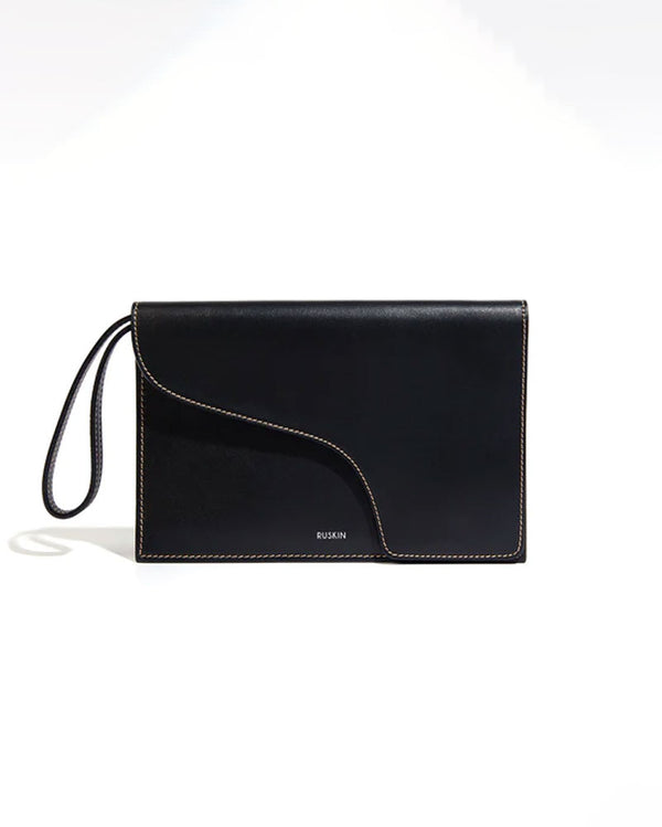 The Camille Clutch in Black Nappa Leather