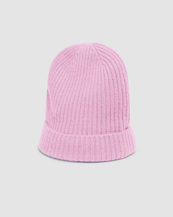 100% Organic cashmere Ribbed Hat ~ candy