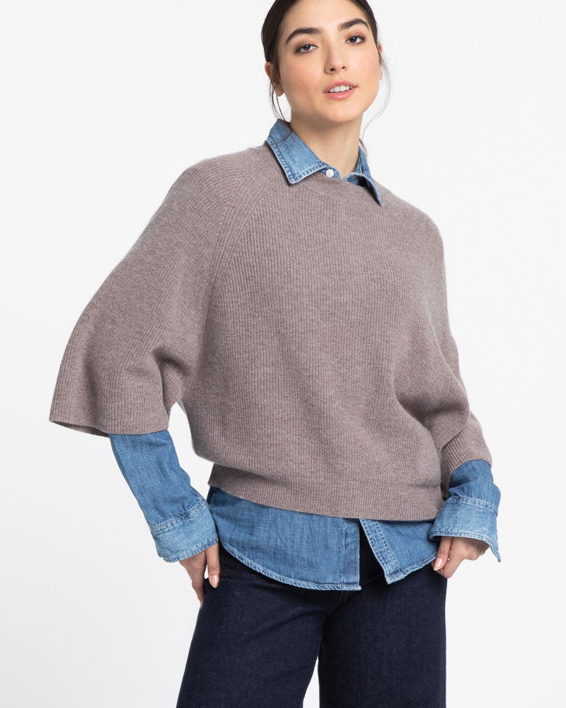 Easy Rib Raglan Pullover Cashmere Sweater~ Seal
