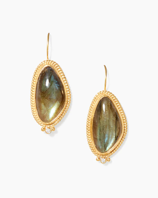 Elizabeth Drop Earrings ~ Gold & Labradorite