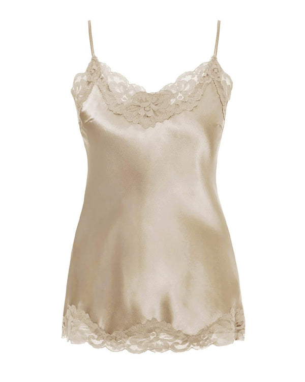 Floral Lace Silk Camisole ~ Pearl