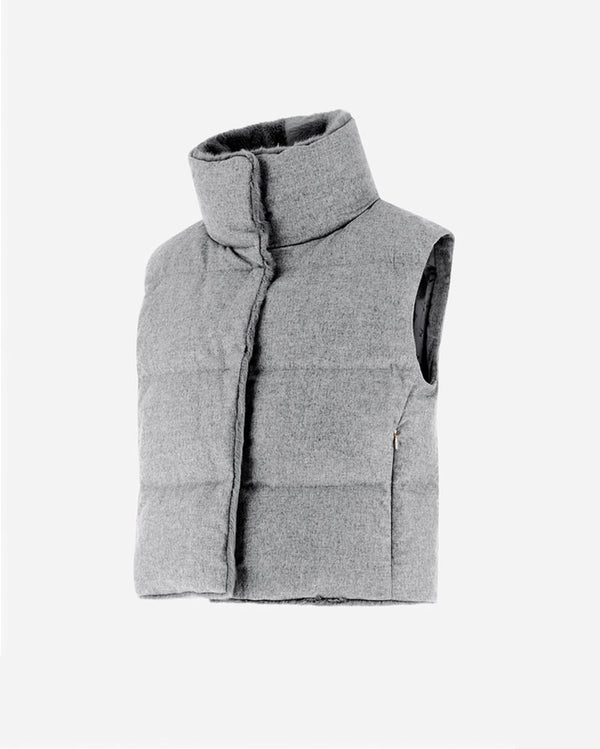 Herno  Silk & Cashmere Quilted Vest ~ Pearl Gray