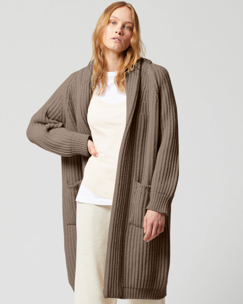 Begg x Co Haus Cashmere Knitted Cardigan ~ Brown Undyed