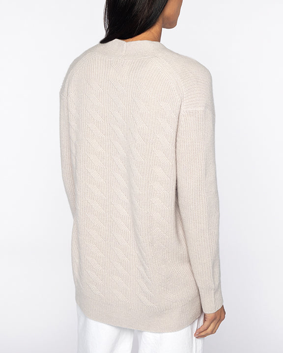 Boyfriend Cable Cardigan ~ Sand