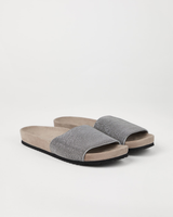 Brunello Cucinelli Suede Slides ~ Silver