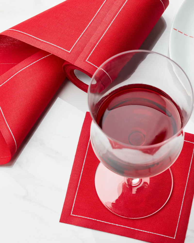 Cotton Cocktail Napkins ~ Lipstick Red