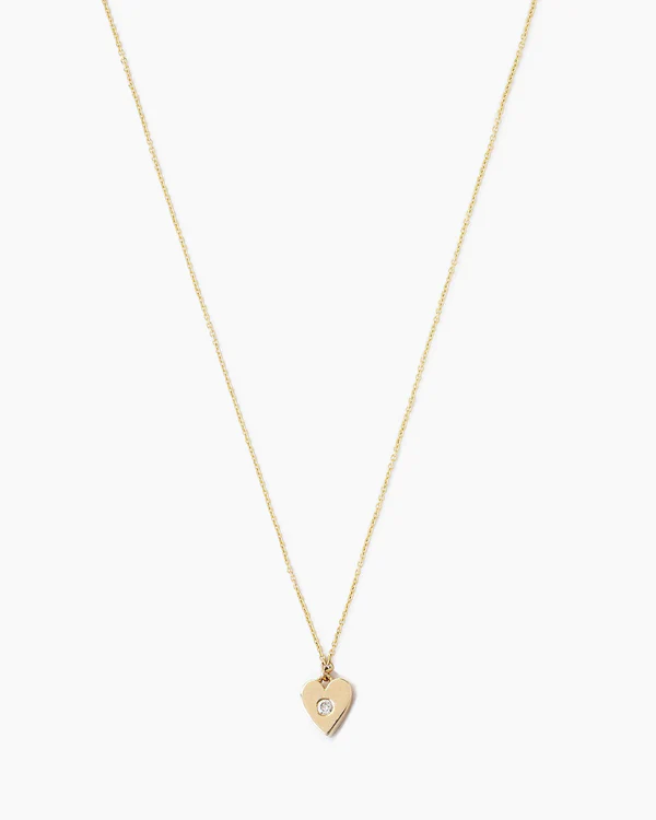 Chan Luu 14k Gold Heart Necklace with Diamond Inlay