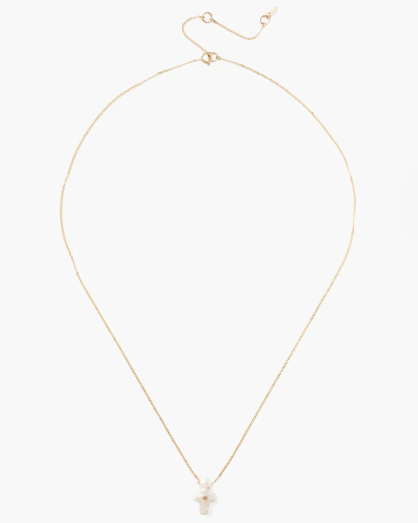 14k Gold & Pearl Playa Cross Necklace