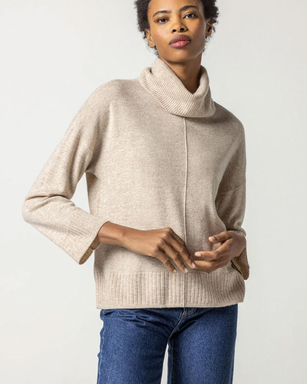Side Slit Turtleneck Sweater ~ Husk