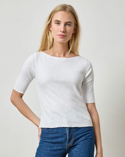 Elbow Sleeve Boatneck ~ White