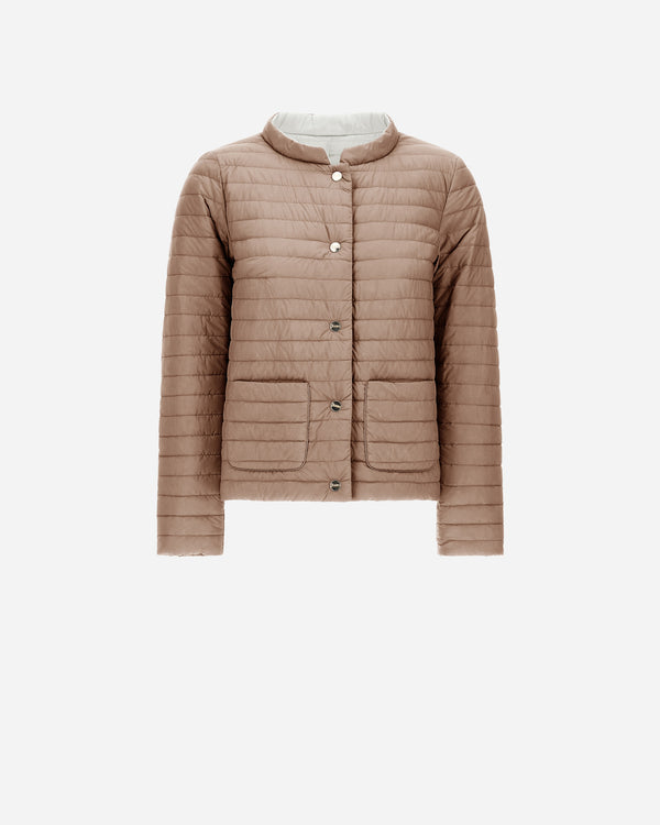 Herno Reversible Short Down Jacket ~ Milk White / Taupe