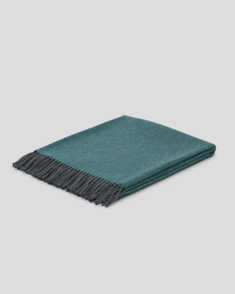 Begg x Co Arran Reversible Cashmere Throw ~ Derby Teal