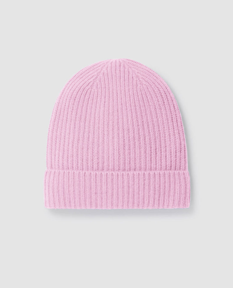 100% Organic cashmere Ribbed Hat ~ candy