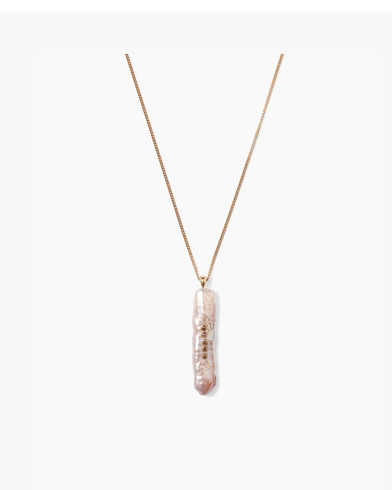 14k Necklace with White Biwa Pearl
