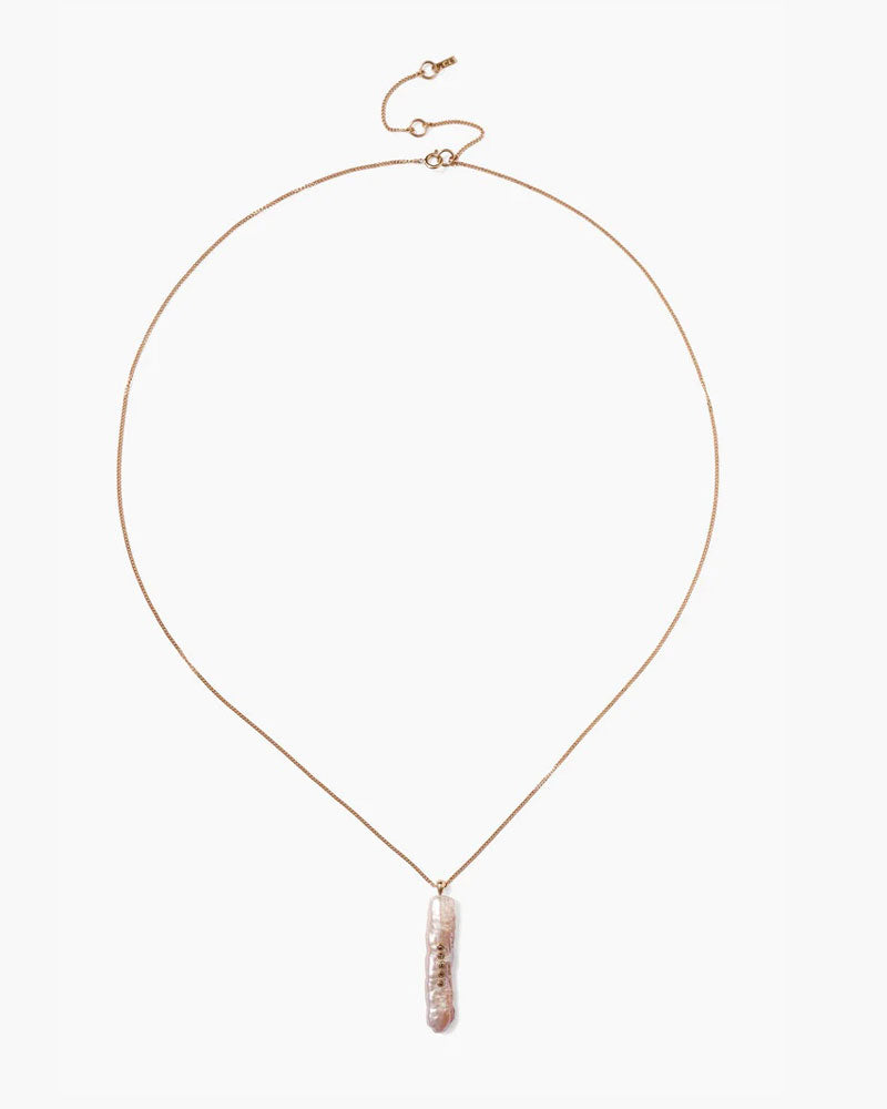 14k Necklace with White Biwa Pearl