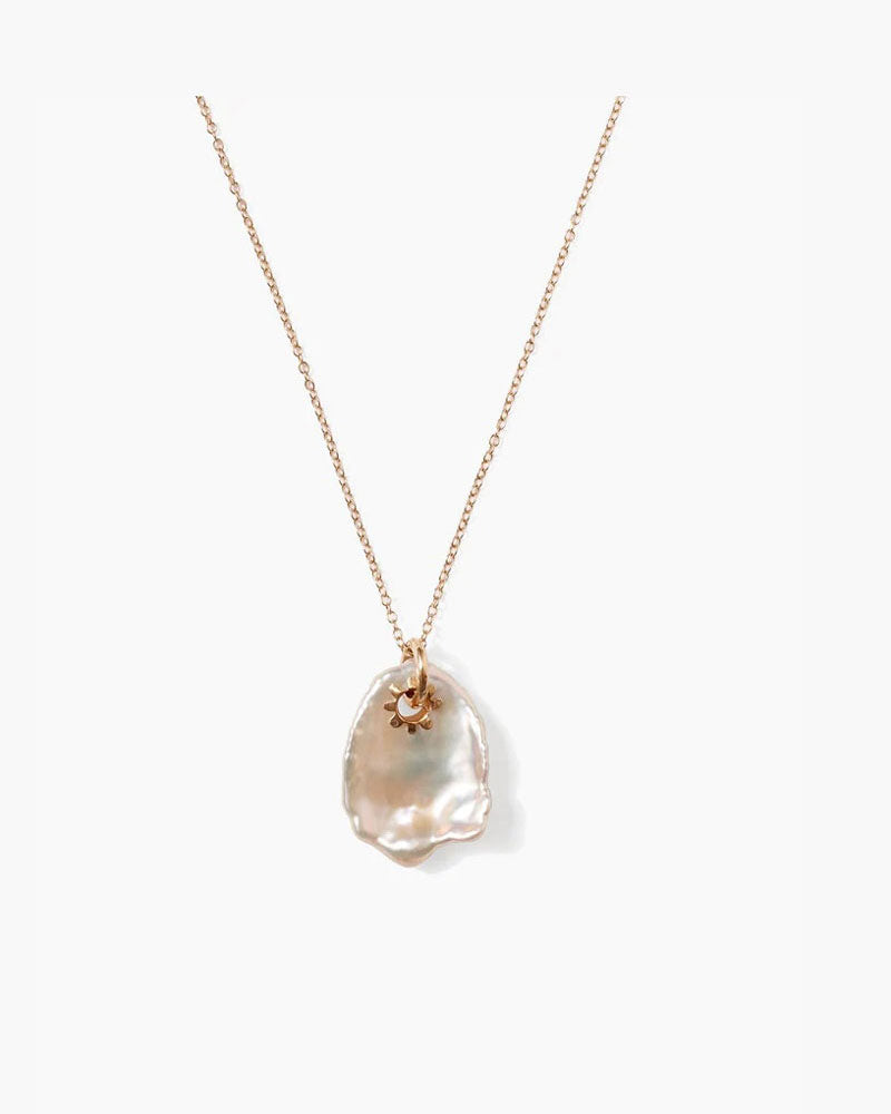 14K Necklace with White Keshi Pearl