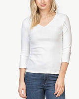 3/4 Sleeve V-Neck T-Shirt ~ White