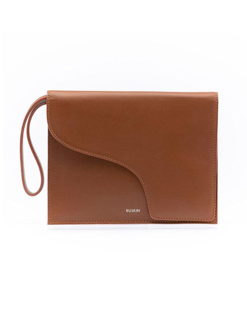 The Camille Clutch in Cognac Nappa Leather