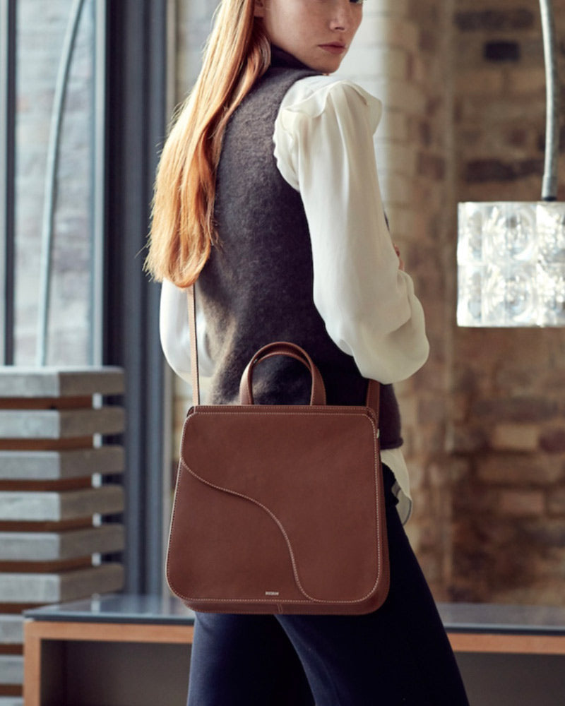 The Camille Tote in Cognac Italian Nappa Leather