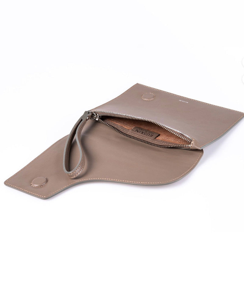 The Camille Clutch in Mud Nappa Leather